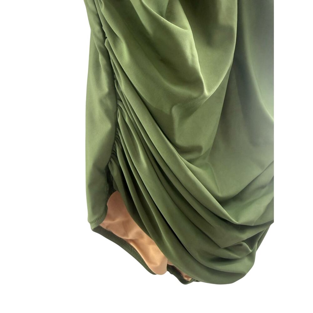 J. Crew Ruched Tummy V-Neck Swimsuit Cool Cypress Stretch Full Coverage Size 22 - Picture 5 of 14